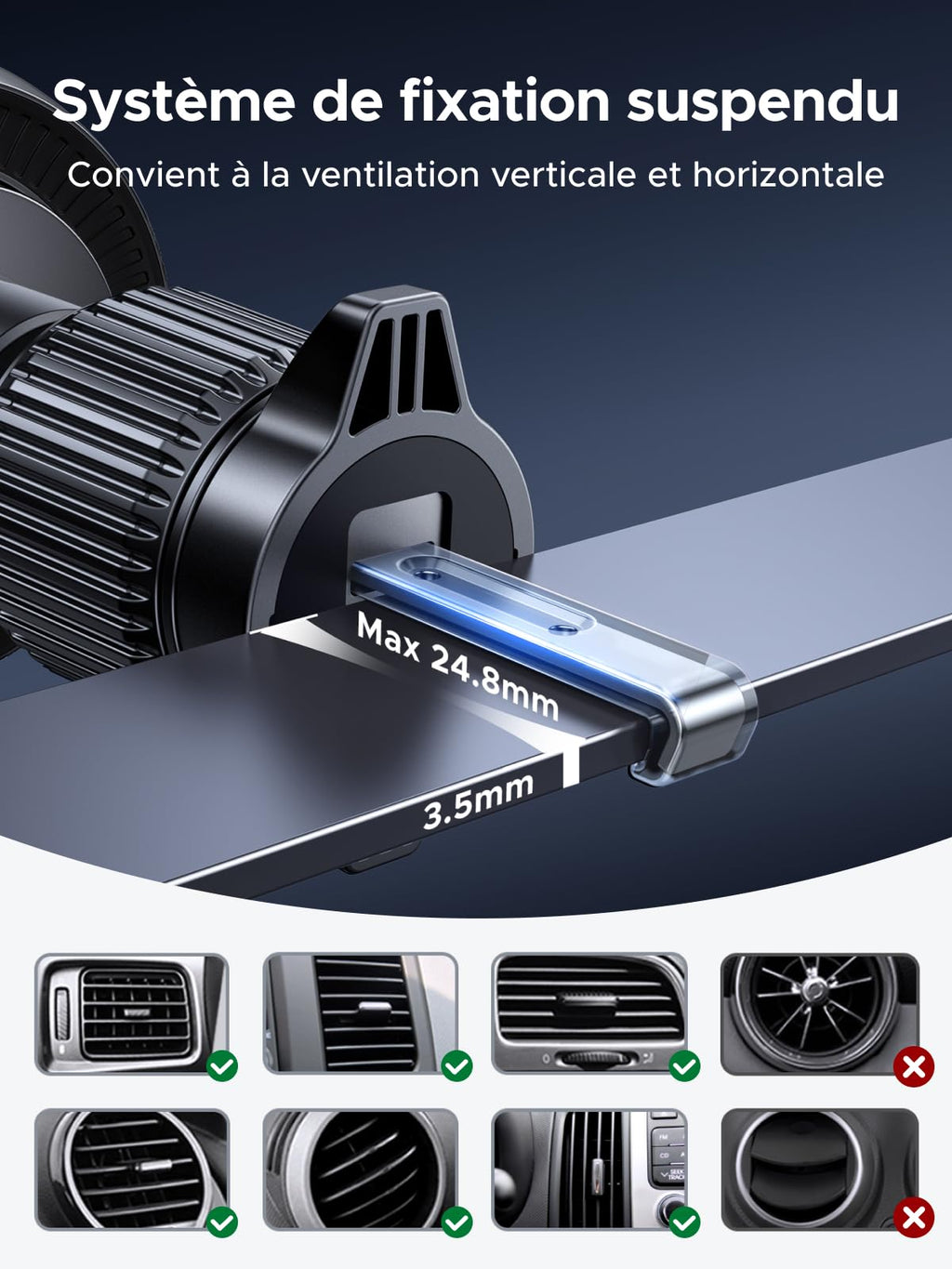 UGREEN MagFlow Pro Qi2 25W Car Charger MagSafe Air Vent Grille