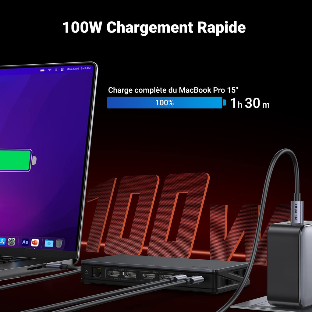 UGREEN Revodok Pro 209 Station d'accueil USB C 9 en 1 (4K60Hz Double HDMI 10Gbps)