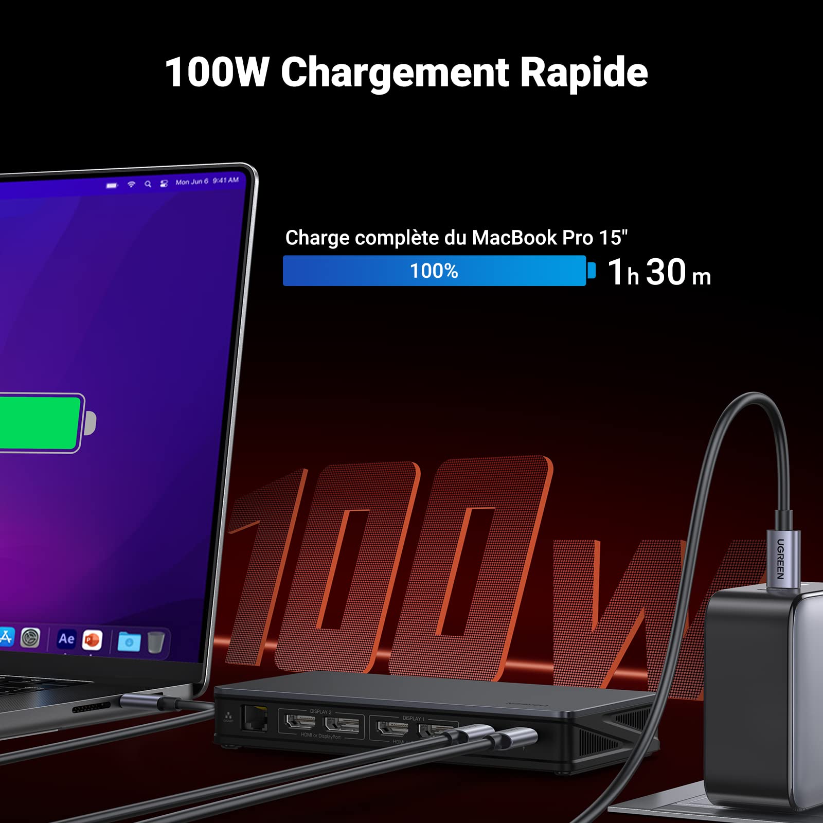 UGREEN Revodok Pro 209 Station d'accueil USB C 9 en 1 (4K60Hz Double HDMI 10Gbps)