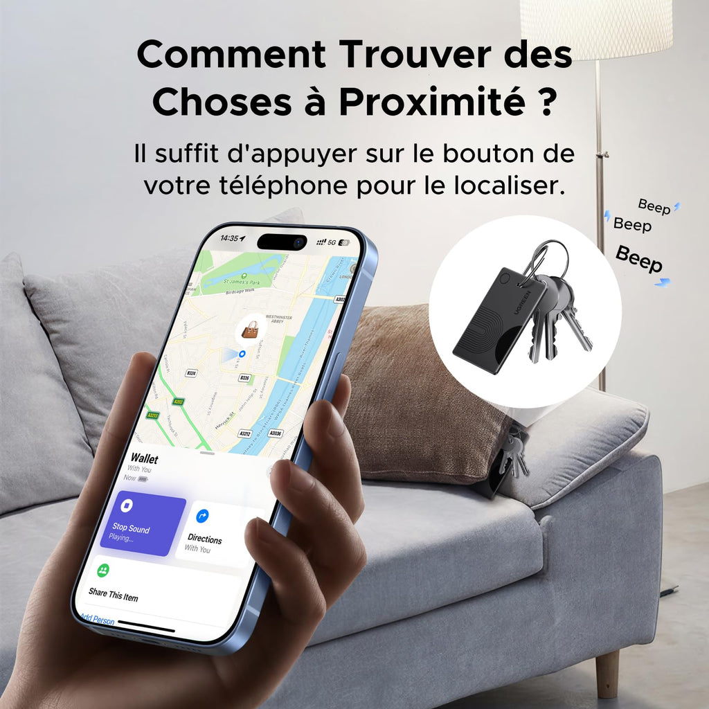 UGREEN FineTrack Slim Traceur Recharge sans Fil Finder iOS Uniquement