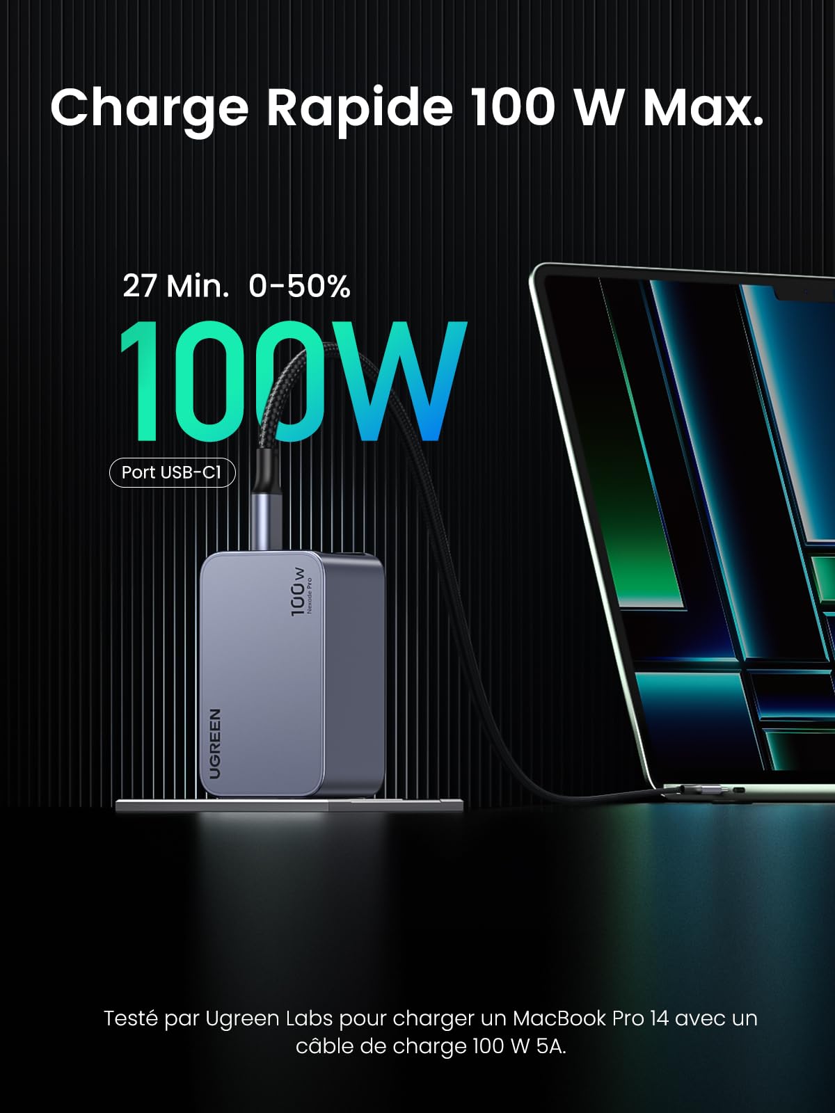 UGREEN Nexode Pro 100W 3 Port GaN Fast Chargeur