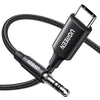 UGREEN 1M Câble USB C Jack 3.5mm TRS Stéréo Auxiliare Voiture Nylon Tressé