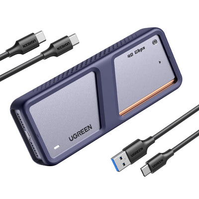 UGREEN Boîtier M.2 SSD NVMe 40 Gbps USB 4 Adaptateur Disque Dur Externe NVMe Aluminium M.2 2230 2242 2260 2280 Supporte Thunderbolt 3/4, Livré avec des Câbles USB A vers USB C et USB C vers USB C