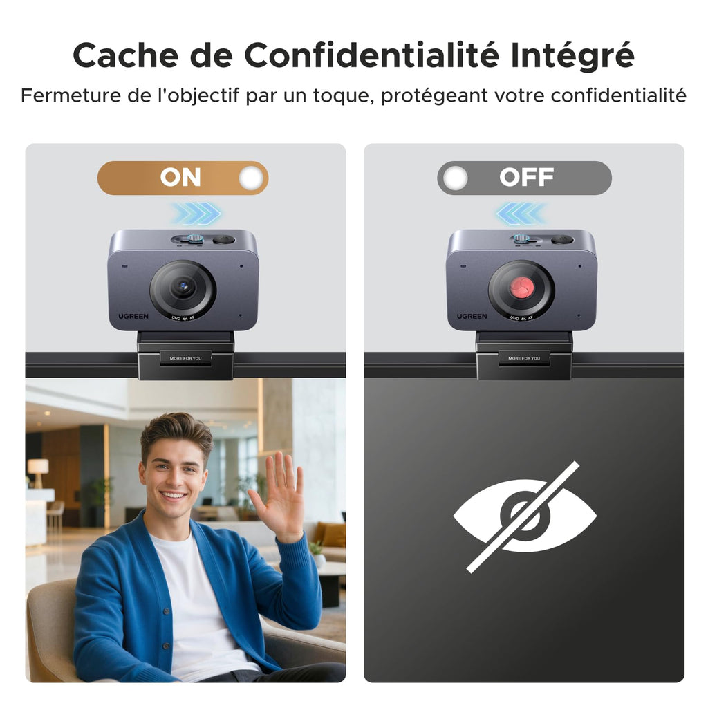 UGREEN FineCam 4K Webcam 30FPS Ultra HD Caméra USB A C PC Autofocus