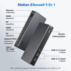 UGREEN Revodok Pro 209 Station d'accueil USB C 9 en 1 (4K60Hz Double HDMI 10Gbps)