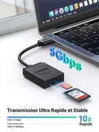 UGREEN Lecteur de Carte SD USB 3.0 Adaptateur Carte MicroSD SD Card Reader