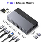 UGREEN Docking Station 9 en 1 Compatible avec Steam Deck ROG Ally X Legion Go Dock USB C ( HDMI 4K 60Hz, 10Gbps PD 100W )
