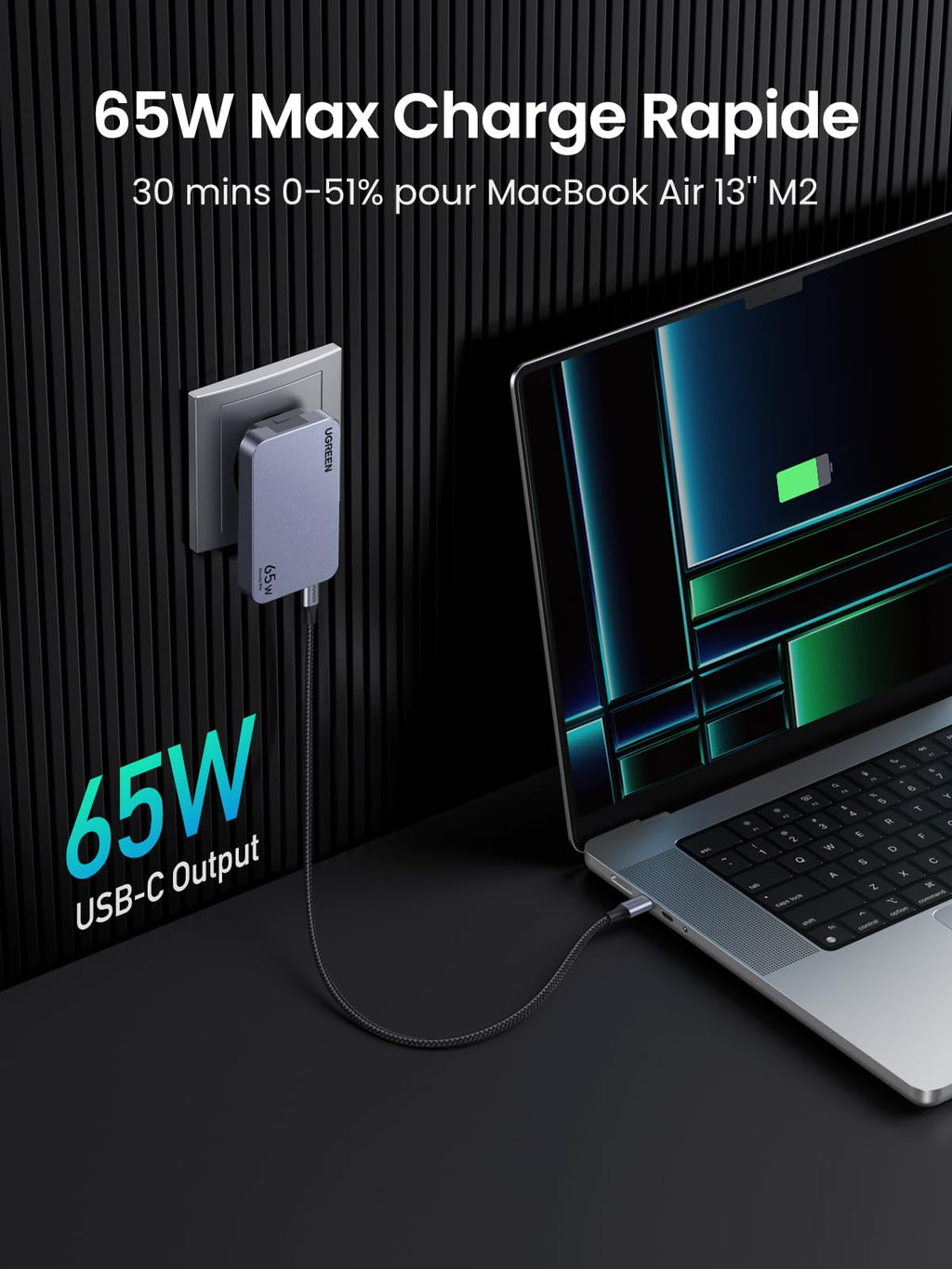 UGREEN Nexode Pro 65W Ultra-Fin Chargeur GaN (Prise EU UK US)
