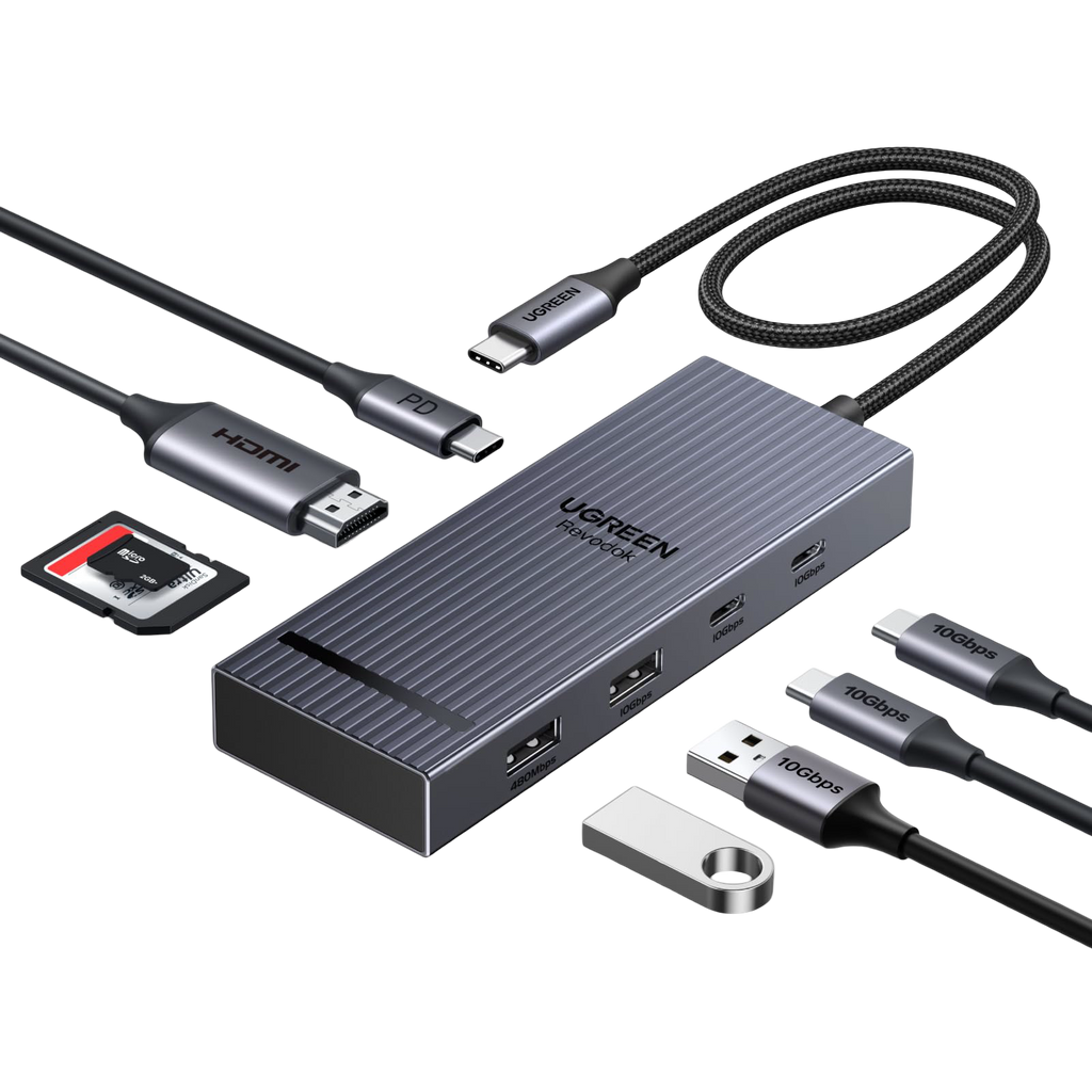 UGREEN Revodok Pro 8-en-1 Hub USB-C (HDMI 4K@60Hz, 10Gbps, PD 100W)