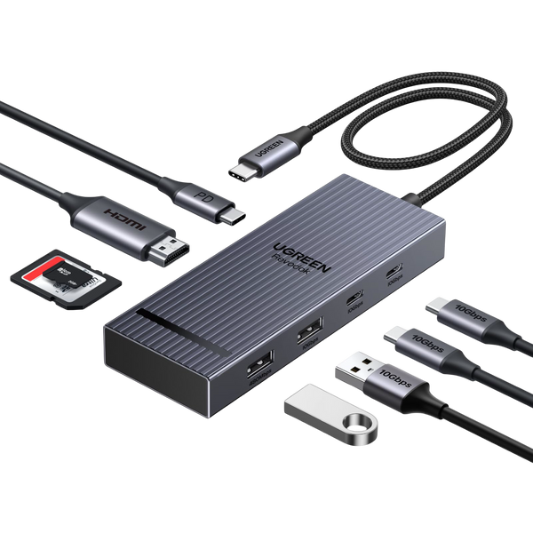 UGREEN Revodok Pro 8-en-1 Hub USB-C (HDMI 4K@60Hz, 10Gbps, PD 100W)