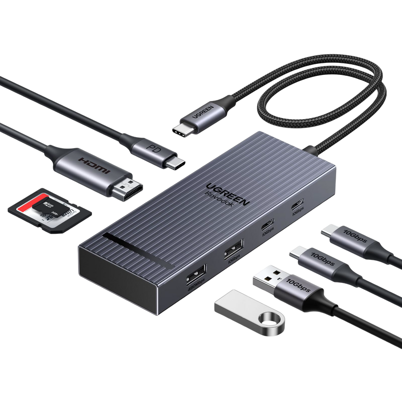 UGREEN Revodok Pro 8-en-1 Hub USB-C (HDMI 4K@60Hz, 10Gbps, PD 100W)