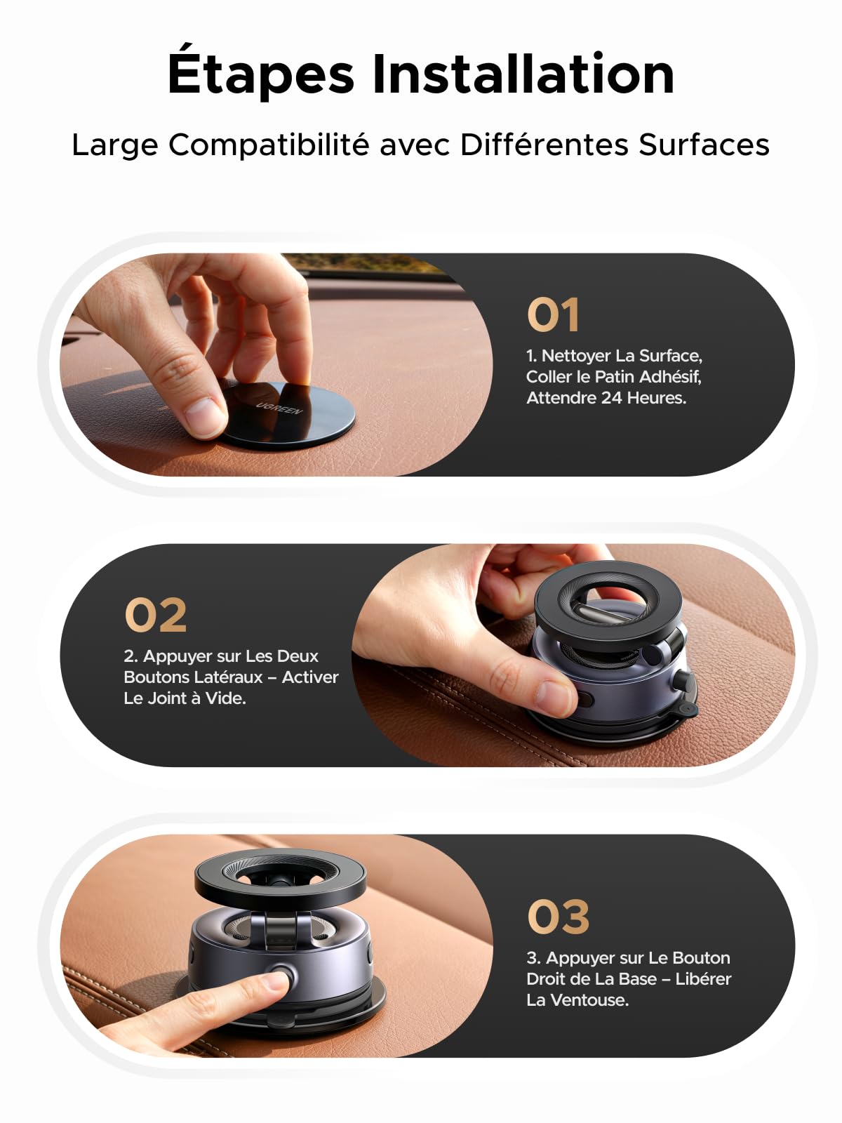 UGREEN Support Téléphone Voiture pour MagSafe Porte Téléphone Voiture