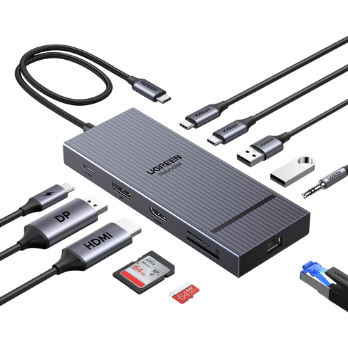 UGREEN Revodok Pro 2111 Hub USB-C 11-en-1 (4K60Hz, DP 4K120Hz, 10 Gbps, PD 100 W)