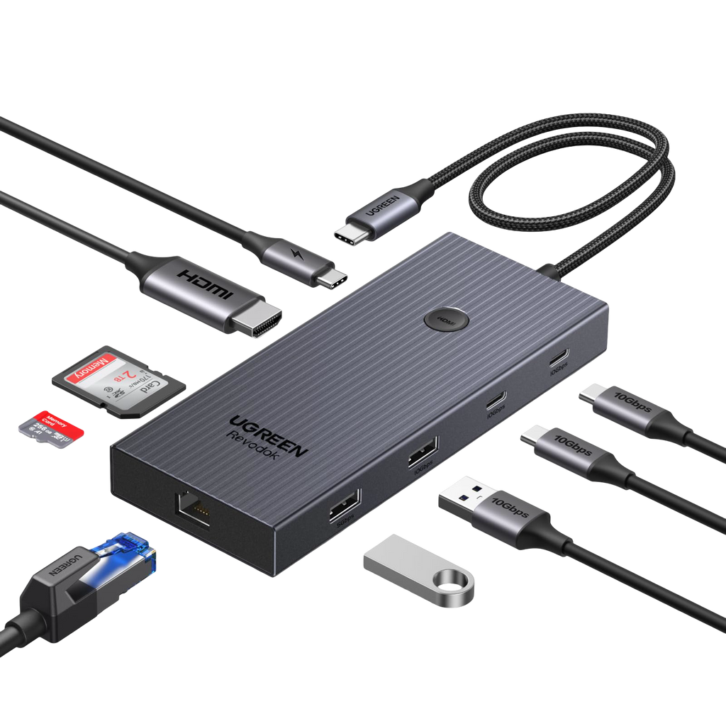 UGREEN Revodok Pro 9-en-1 Hub USB-C (HDMI 4K@60Hz, 10Gbps, PD100W)