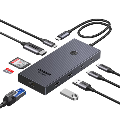 UGREEN Revodok Pro 9-en-1 Hub USB-C (HDMI 4K@60Hz, 10Gbps, PD100W)