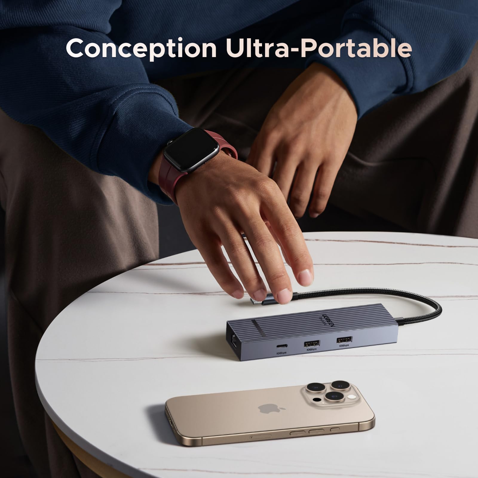 UGREEN Revodok Pro 1061 Hub USB-C 6-en-1 (10Gbps, 4K@60Hz, PD100W) -conception ultra-portable
