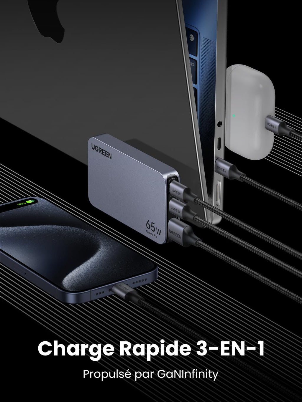UGREEN Nexode Pro 65W Ultra-Fin Chargeur GaN (Prise EU UK US)