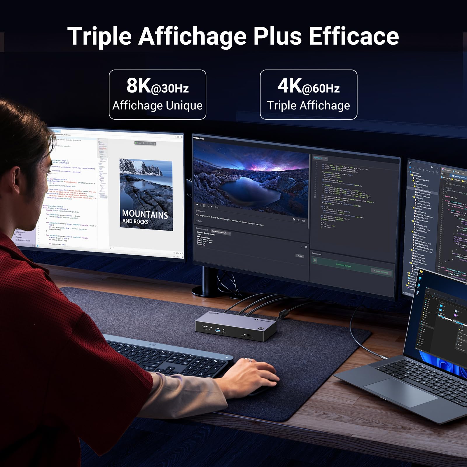 UGREEN Revodok Max 313 Station d’Accueil 13-en-1 (Thunderbolt 4) -triple affichage plus efficace