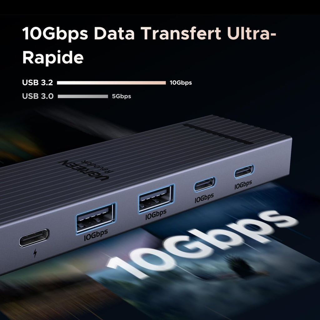 UGREEN Revodok Pro 106 Station d'accueil 6-en-1 (4K60Hz, PD100W) -10gbps data transfert ultra-rapide