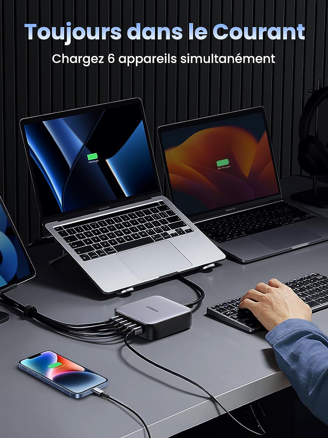 UGREEN Nexode 200W GaN Chargeur avec 2 Câble USB C PD 100W