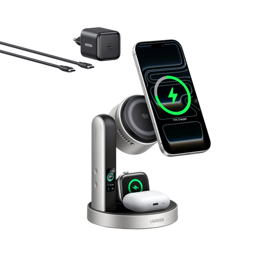 UGREEN MagFlow Pro Station de Recharge Magnétique Sans Fil (3-en-1, Qi2 25 W)
