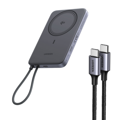 UGREEN MagFlow Air Batterie Externe Magnétique 10000 mAh & 60 W Câble USB Type C