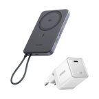 UGREEN MagFlow Air Batterie Externe & Chargeur Nexode Air en Pack (5 000 mAh / 10 000 mAh, Qi2 15 W, GaN 65 W)