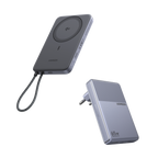 UGREEN MagFlow Air Batterie Externe & Chargeur Nexode Air en Pack (5 000 mAh / 10 000 mAh, Qi2 15 W, GaN 65 W)