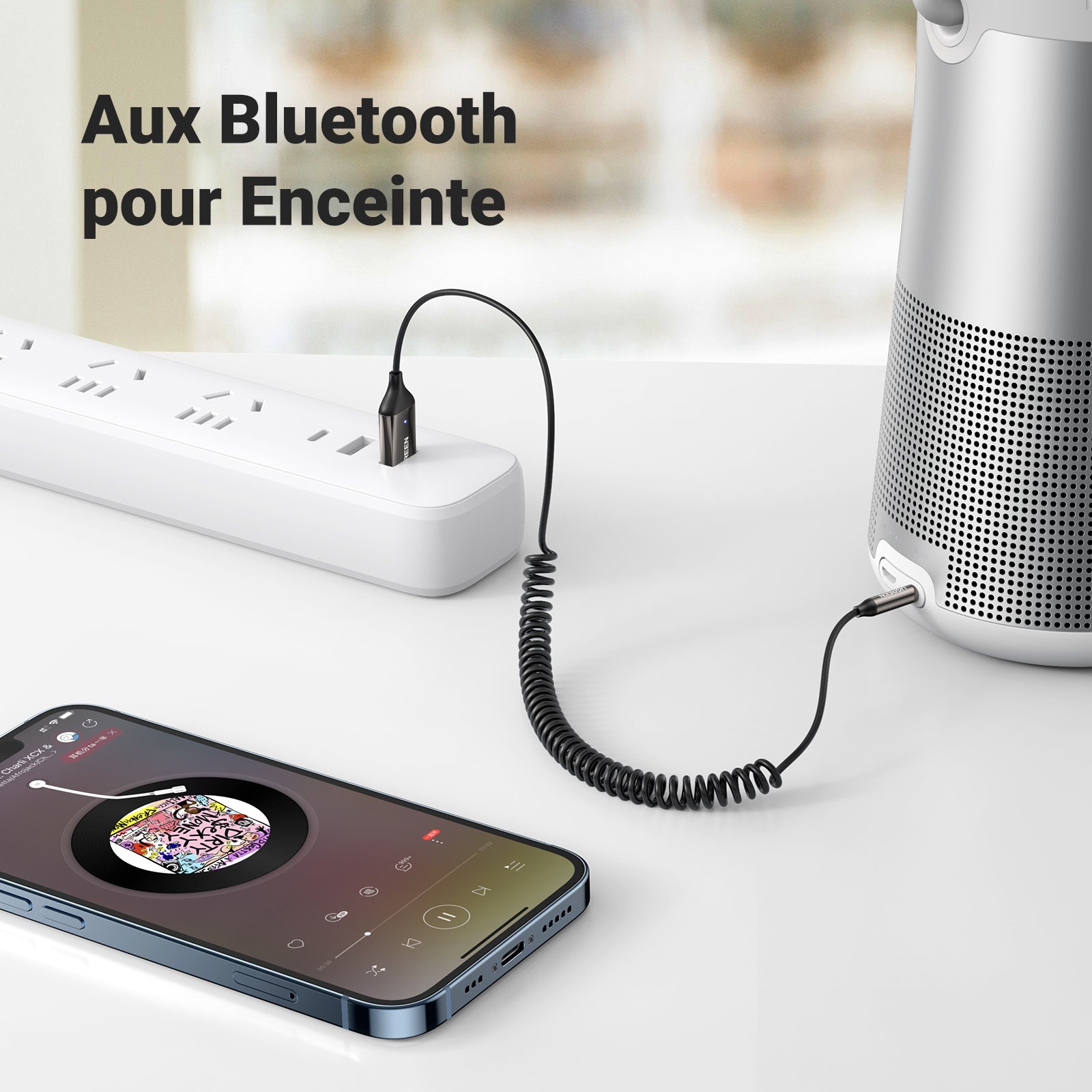 UGREEN Adaptateur Jack Bluetooth 5.3 pour Voiture Récepteur Bluetooth