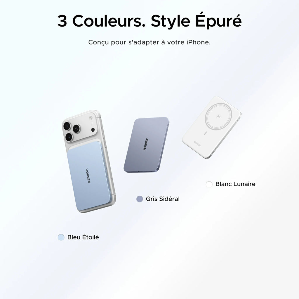 UGREEN MagFlow Air Batterie Externe Magnétique (5000mAh, Qi2 15W)