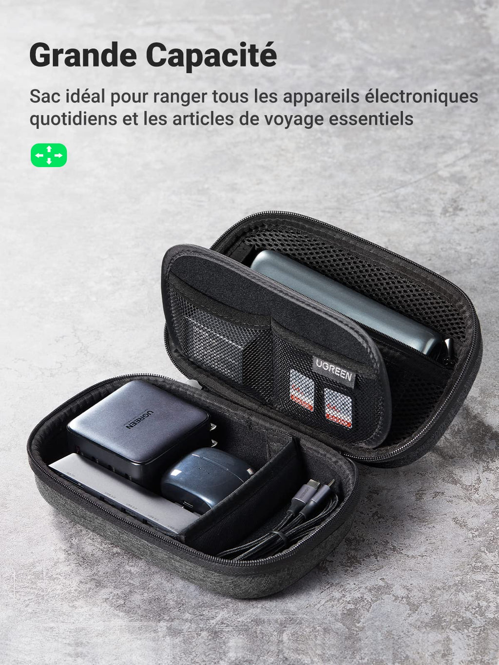 UGREEN Sac Rangement Accessoires Électroniques Pochette Câble Étanche
