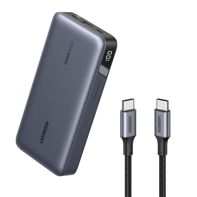 UGREEN Pack de Charge : Batterie Externe 25000 mAh + 2 Câbles USB-C