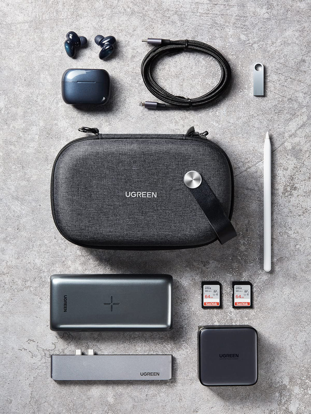 UGREEN Sac Rangement Accessoires Électroniques Pochette Câble Étanche