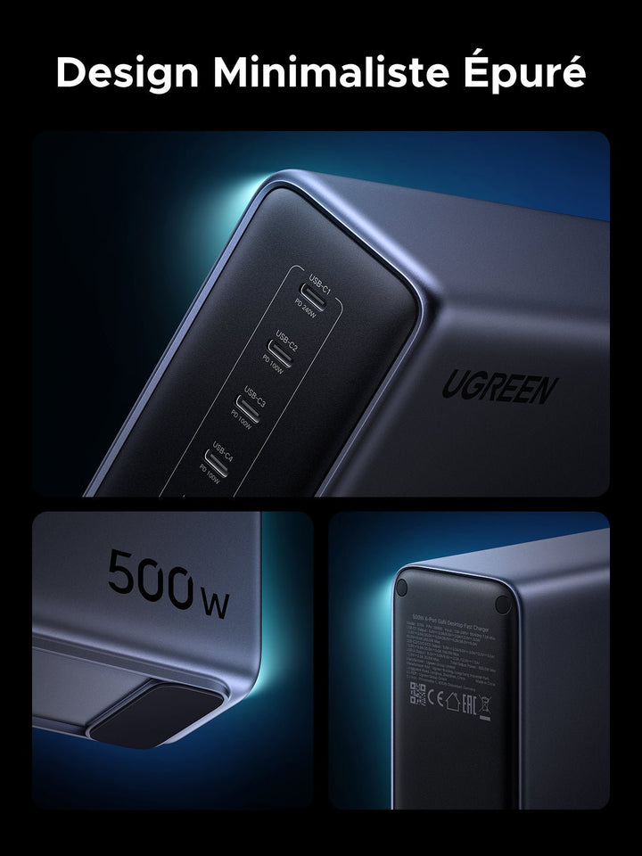 UGREEN Nexode 500W Chargeur rapide de bureau GaN 6 ports