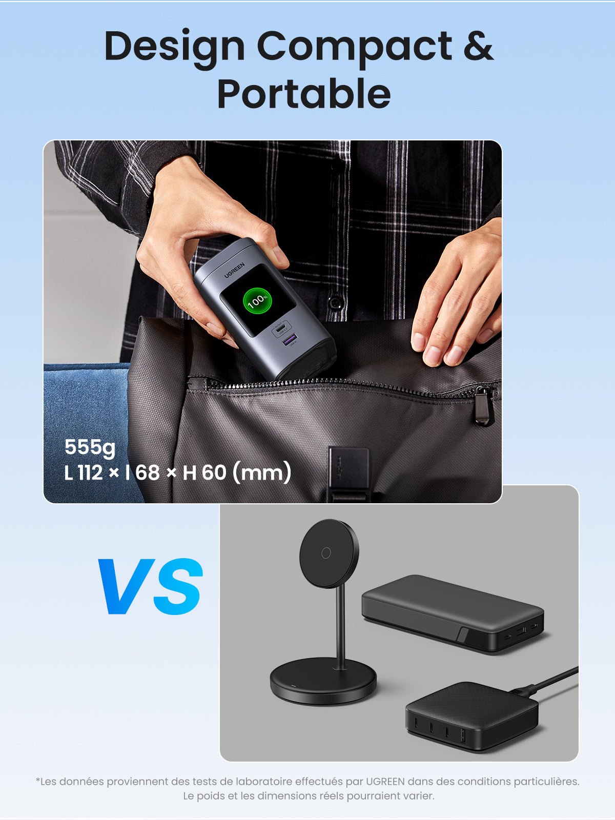 UGREEN Nexode Batterie Externe 20000mAh 145W Certifié Qi2 -design compact & portable
