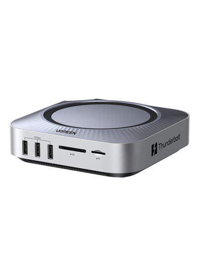 UGREEN Maxidok Station d’accueil Thunderbolt™ 5 10-en-1 pour Mac mini avec slot SSD M.2 NVMe, double affichage 6K pour Mac mini M4/M4 Pro
