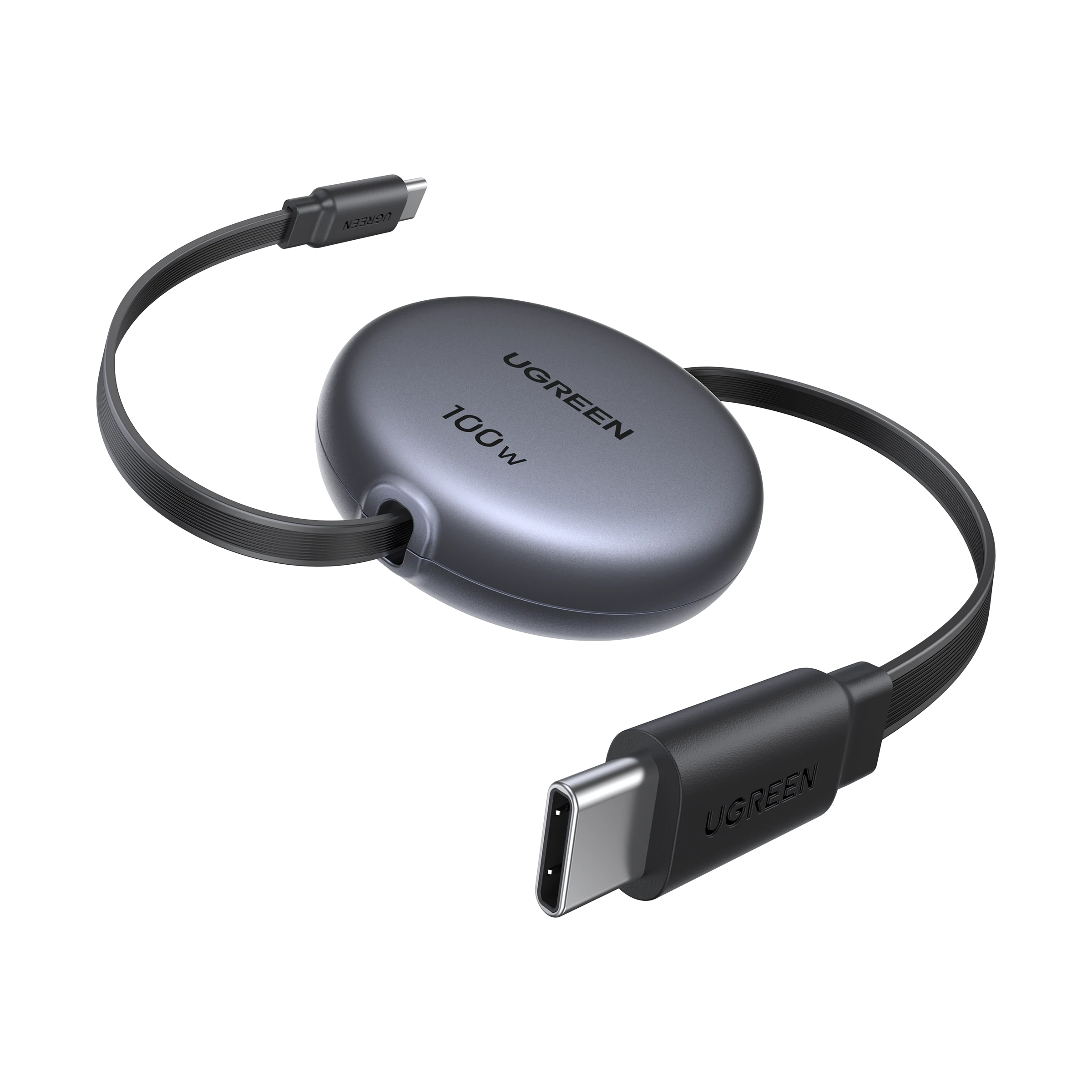 UGREEN Nexode Câble USB-C rétractable 100W avec puce intelligente E-Marker, prend en charge la charge ultra-rapide de 100W, dispose d’un design léger et portable, d’une construction durable testée pour plus de 25 000 rétractions, ainsi que d’un système de réglage de longueur en 4 niveaux facile à utiliser pour un usage sans enchevêtrement.