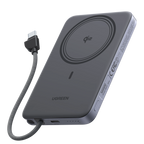 UGREEN MagFlow Air Batterie Externe Magnétique (10 000 mAh, Qi2 15 W, Câble USB-C Intégré)