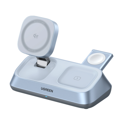 UGREEN MagFlow Chargeur sans fil magnétique 3-en-1 (Qi2 25 W, compatible MagSafe)