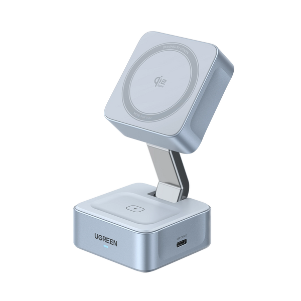 UGREEN MagFlow Chargeur sans fil magnétique 2-en-1 (Qi2 25 W, compatible MagSafe)