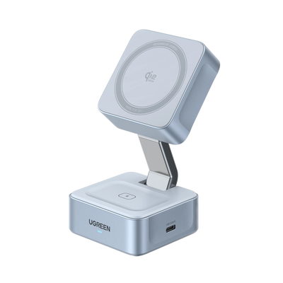 UGREEN MagFlow Chargeur sans fil magnétique 2-en-1 (Qi2 25 W, compatible MagSafe)