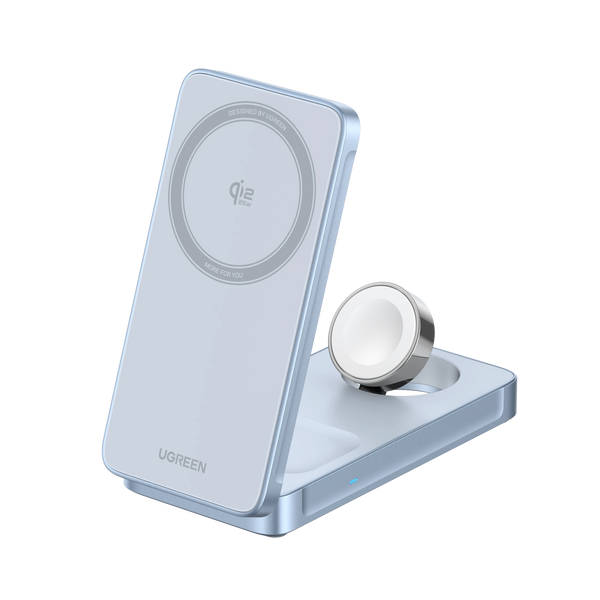 UGREEN MagFlow Chargeur sans fil magnétique 3-en-1 (Qi2 25 W, compatible MagSafe)