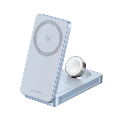 UGREEN MagFlow Chargeur sans fil magnétique 3-en-1 (Qi2 25 W, compatible MagSafe)