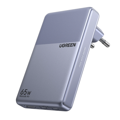 UGREEN Nexode Air Slim Chargeur (65W, 3 Ports, Prise Pliable)