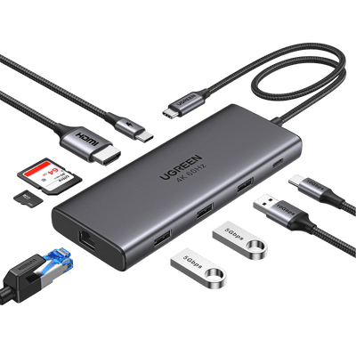 UGREEN Revodok Pro 109 Hub USB C 3.2 10Gbps 4K60Hz HDMI RJ45 Ethernet 9 en 1 Adaptateur USB C