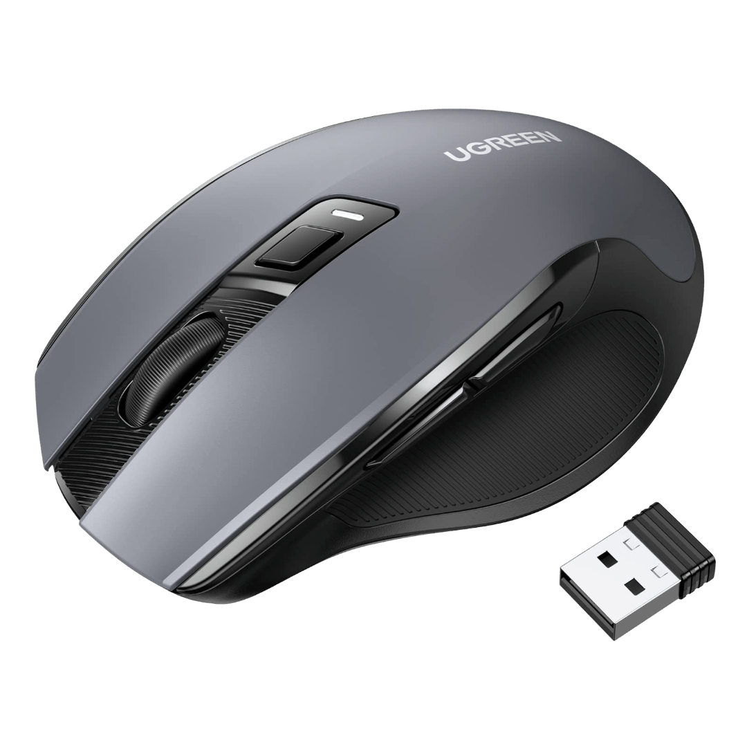 UGREEN Souris sans Fil Ergonomique Silencieuse 2 4GHz 4000 DPI Optique Réglable (Noir)