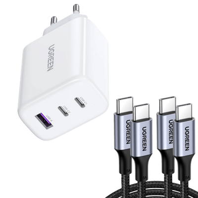 UGREEN 65W Chargeur 3 Ports vers USB C Cable PD 100W