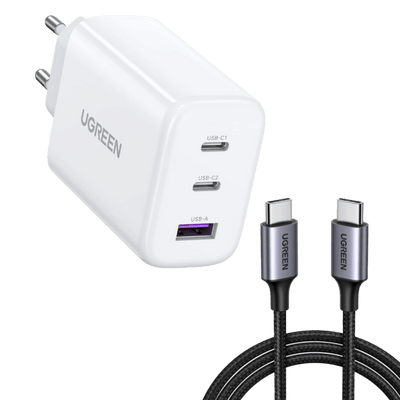 UGREEN 65W Chargeur USB C Rapide 3 Ports vers  Rapide 60W