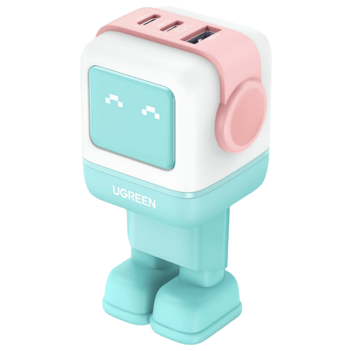 UGREEN Nexode RG RobotGaN 65W Chargeur USB C Rapide 3 Ports (Bleu Rosé)