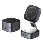 UGREEN MagFlow Chargeur Sans Fil 2-en-1 (Qi2 15W, MagSafe, Pliable)